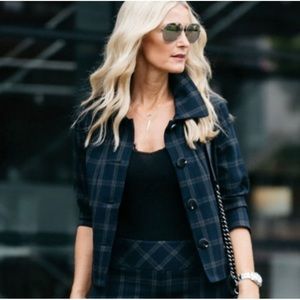 CAbi Connery Jacket 3551 Navy Plaid Classic Equestrian Business Casual Medium